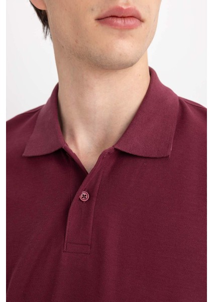 %100 Pamuk Regular Fit Polo Yaka Kısa Kollu Basic Düz Pike Kumaş Tişört C1293AX24SP