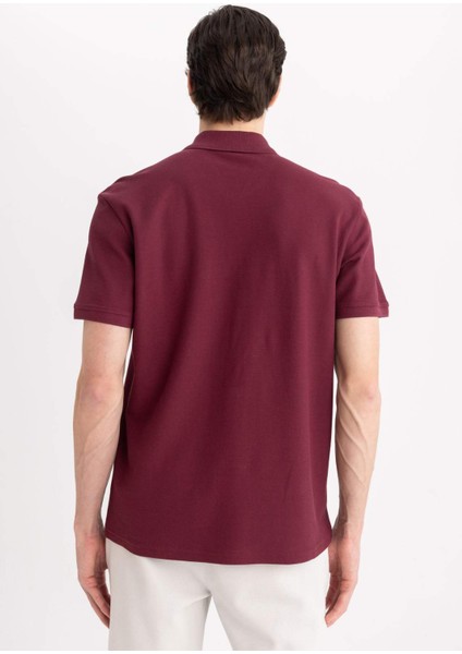 %100 Pamuk Regular Fit Polo Yaka Kısa Kollu Basic Düz Pike Kumaş Tişört C1293AX24SP