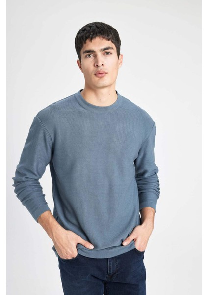 Standart Fit Normal Kesim Bisiklet Yaka Basic Düz Triko Kazak B9731AX24AU