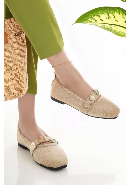 Kadın Babet Bej Şık Ev Iş Ofis Günlük Ayakkabı modelleri