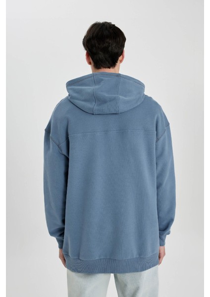 Comfort Regular Fit Rahat Kalıp Kapüşonlu Kanguru Cepli Basic Düz Sweatshirt B4446AX24SP