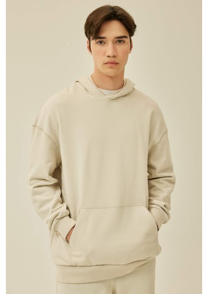 Comfort Regular Fit Rahat Kalıp Kapüşonlu Kanguru Cepli Basic Düz Sweatshirt B4446AX24SP