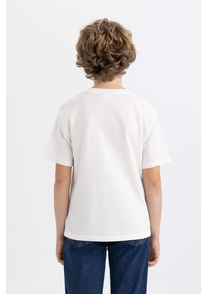 Erkek Çocuk Bisiklet Yaka Renk Bloklu Pike Kısa Kollu Tişört