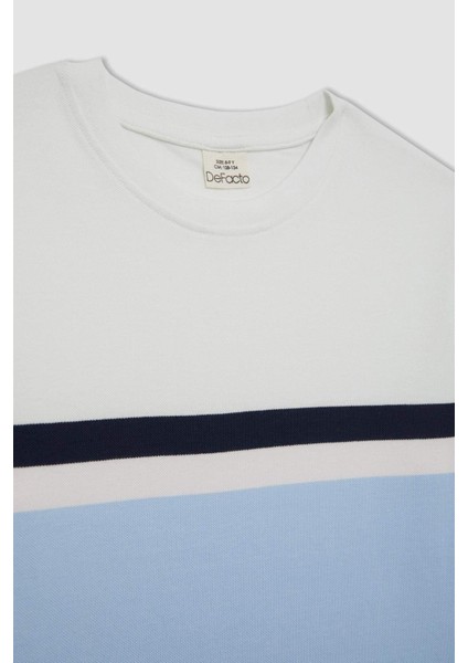 Erkek Çocuk Bisiklet Yaka Renk Bloklu Pike Kısa Kollu Tişört