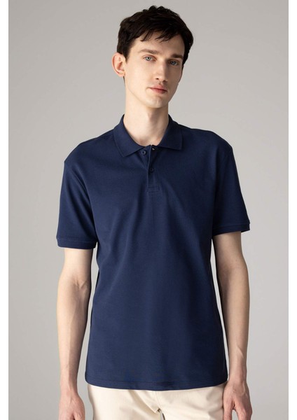 %100 Pamuk Regular Fit Polo Yaka Kısa Kollu Basic Düz Pike Kumaş Tişört C1293AX24SP