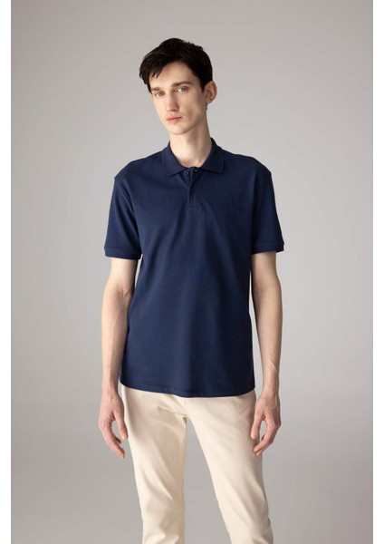 %100 Pamuk Regular Fit Polo Yaka Kısa Kollu Basic Düz Pike Kumaş Tişört C1293AX24SP