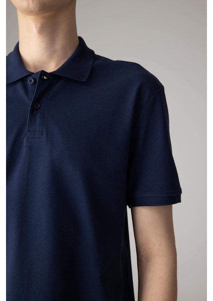 %100 Pamuk Regular Fit Polo Yaka Kısa Kollu Basic Düz Pike Kumaş Tişört C1293AX24SP
