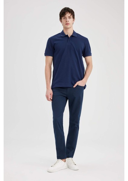 %100 Pamuk Regular Fit Polo Yaka Kısa Kollu Basic Düz Pike Kumaş Tişört C1293AX24SP