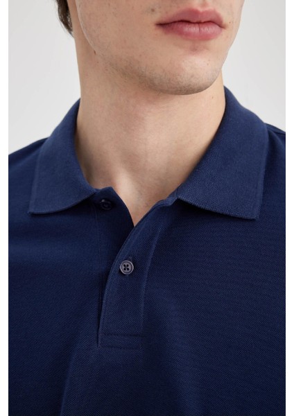 %100 Pamuk Regular Fit Polo Yaka Kısa Kollu Basic Düz Pike Kumaş Tişört C1293AX24SP