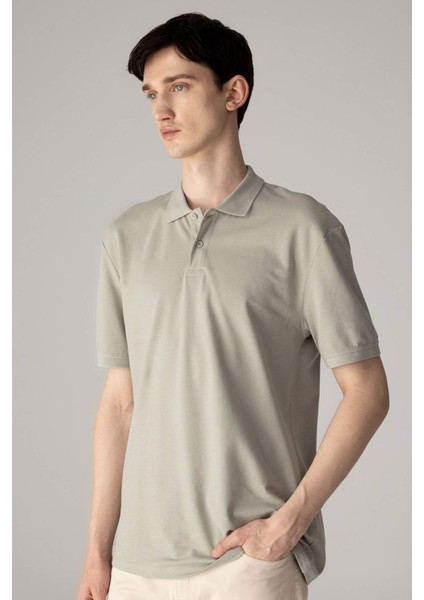 %100 Pamuk Regular Fit Polo Yaka Kısa Kollu Basic Düz Pike Kumaş Tişört C1293AX24SP
