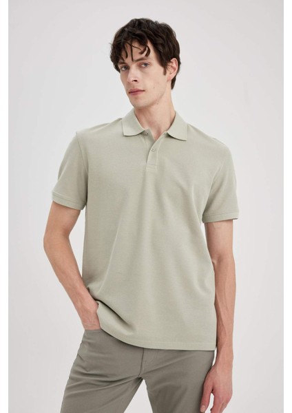 %100 Pamuk Regular Fit Polo Yaka Kısa Kollu Basic Düz Pike Kumaş Tişört C1293AX24SP
