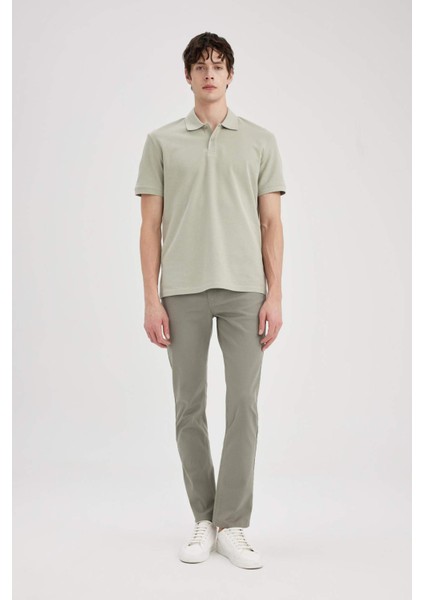 %100 Pamuk Regular Fit Polo Yaka Kısa Kollu Basic Düz Pike Kumaş Tişört C1293AX24SP