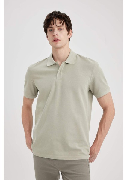 %100 Pamuk Regular Fit Polo Yaka Kısa Kollu Basic Düz Pike Kumaş Tişört C1293AX24SP