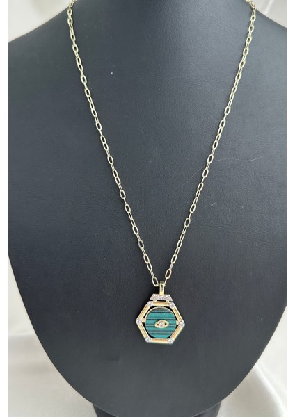 Altıgen Figürlü Göz Detaylı Altın Renk Kolye (50CM) fırsatları