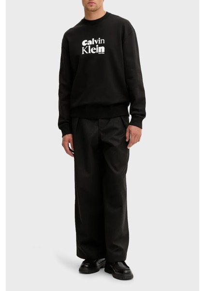 Logolu Pamuklu Relaxed Fit Bisiklet Yaka Sweat LV04LD242GUB1 Erkek Sweat LV04LD242G Ub1 fiyatları