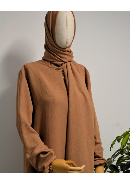 Kendinden Şallı Pamuklu Aerobin Kumaş Kadın Namaz Elbisesi / Ferace – 1-6 Beden Aralığı indirimleri