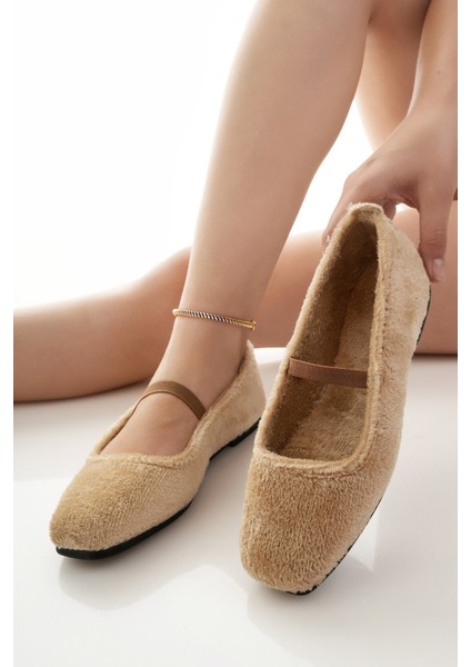 Kadın Babet Bej Hafif Rahat Şık Iş Ofis Günlük Ayakkabı fırsatları