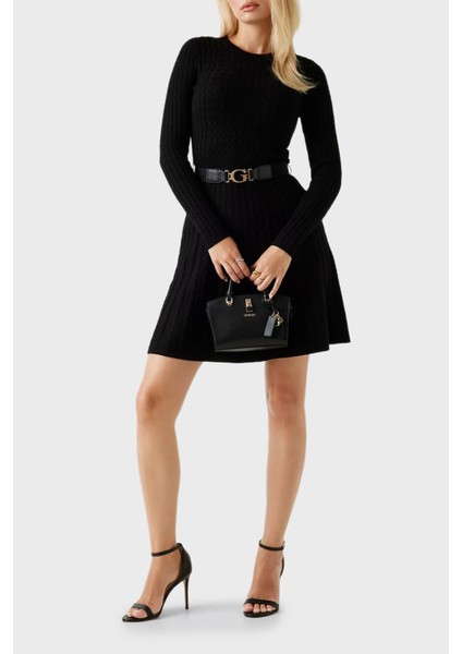 Ls Cn Flare Fit Bisiklet Yaka Kemer Detaylı Mini Triko Elbise W5BK68Z2YJ2 Bayan Elbise W5BK68 Z2YJ2 Jblk fiyatları