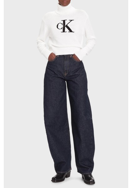 Logolu Pamuklu Relaxed Fit Balıkçı Yaka Kazak LV047D354GYAA Bayan Kazak LV047D354G Yaa fiyatları