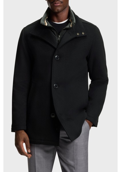 Yün ve Kaşmir Karışımlı Relaxed Fit Dik Yaka Kaban Erkek Kaban 50549193 001