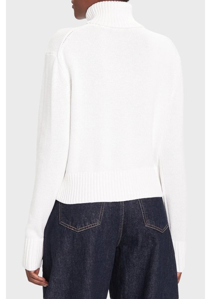 Logolu Pamuklu Relaxed Fit Balıkçı Yaka Kazak LV047D354GYAA Bayan Kazak LV047D354G Yaa modelleri