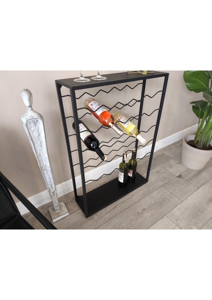 Rackandcork Rack And Cork 25 Şişe Kapasiteli Raf I Modern Şarap Ünitesi I Metal Şaraplık I Mutfak & Bar Rafı