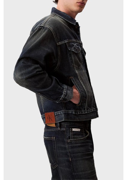 Logolu % 100 Pamuk Relaxed Fit Kot Ceket LV04RD741GZYC Erkek Kot Ceket LV04RD741G Zyc fırsatları