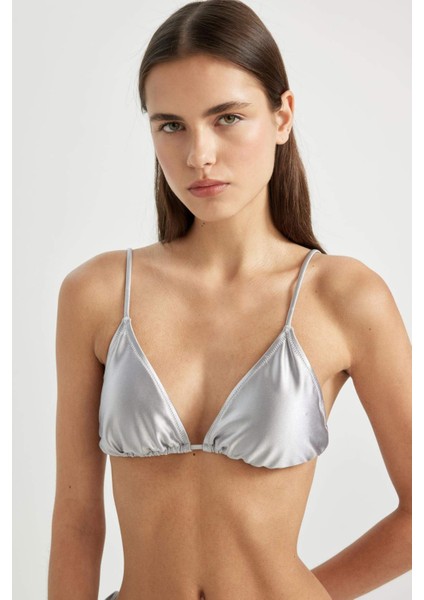 Regular Fit Saten Üçgen Bikini Üstü-Fall in Love B6933AX24HS