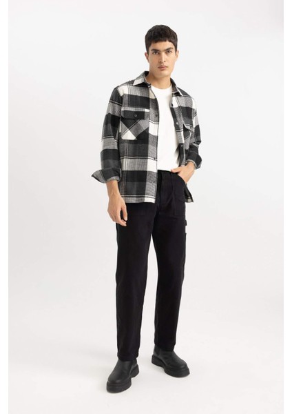 Yazlık Kanvas Pantolon Straight Fit Normal Kalıp Normal Bel Boru Paça Basic Düz Cepli