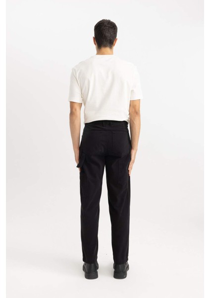 Yazlık Kanvas Pantolon Straight Fit Normal Kalıp Normal Bel Boru Paça Basic Düz Cepli