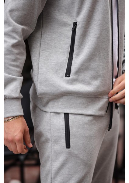 Gri Kapüşonlu Rahat Kesim Erkek Eşofman Takımı E7330 fırsatları