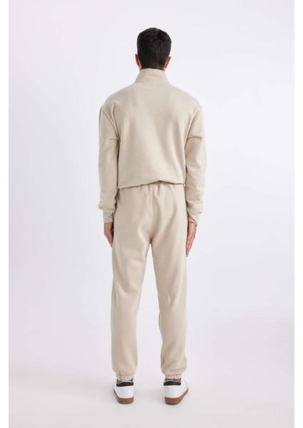 Jogger Eşofman Altı Standart Fit Basic Düz Beli Bağcıklı Lastikli Paça Cepli