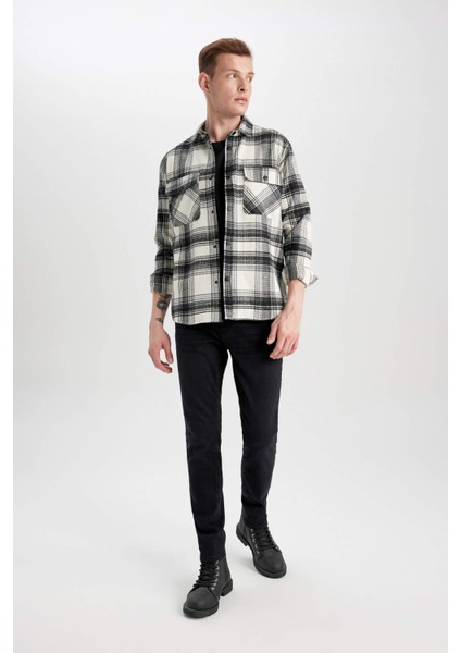 Relax Fit Waffle Kareli Pamuklu Uzun Kollu Gömlek Z0639AZ24SP