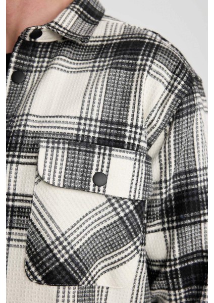 Relax Fit Waffle Kareli Pamuklu Uzun Kollu Gömlek Z0639AZ24SP