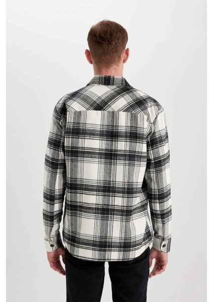 Relax Fit Waffle Kareli Pamuklu Uzun Kollu Gömlek Z0639AZ24SP