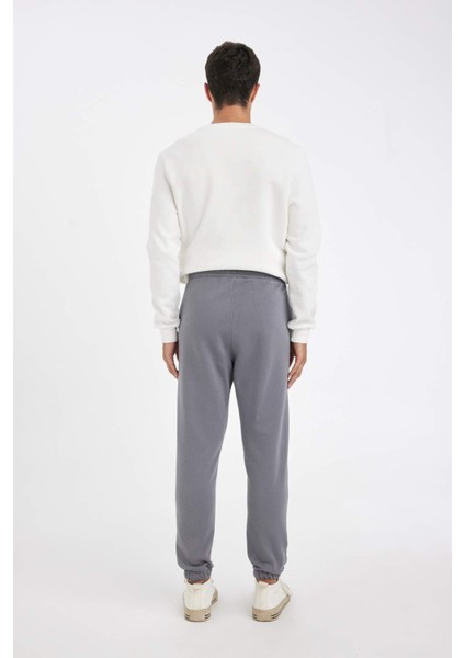 Jogger Eşofman Altı Standart Fit Basic Düz Beli Bağcıklı Lastikli Paça Cepli