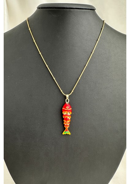 Çelik Top Zincir Mineli Balık Kılçık Kolye (45CM) modelleri