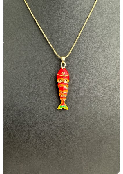 Çelik Top Zincir Mineli Balık Kılçık Kolye (45CM) fırsatları