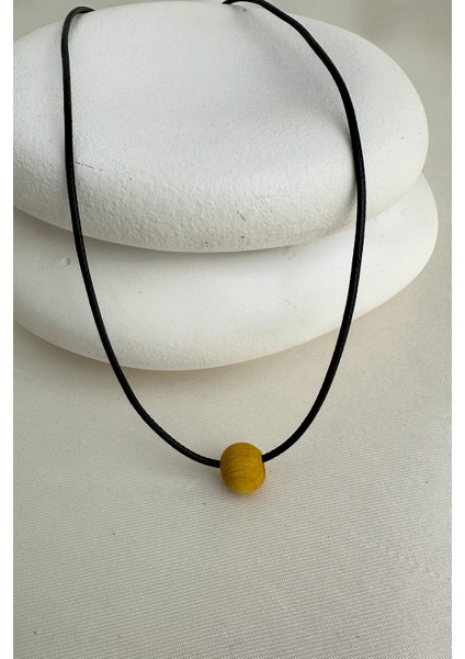 Küçük Ahşap Boncuk Siyah Ip Kolye (40CM) fiyatları