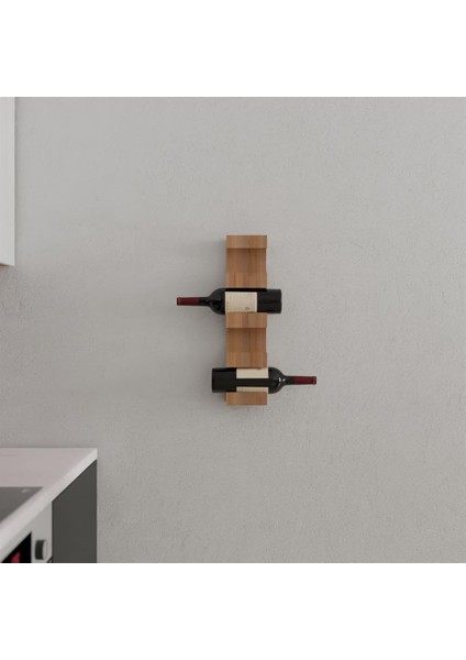 Rackandcork Modern Ahşap Şaraplık | 4 Şişe Kapasiteli | Duvar Askılı Şarap Rafı