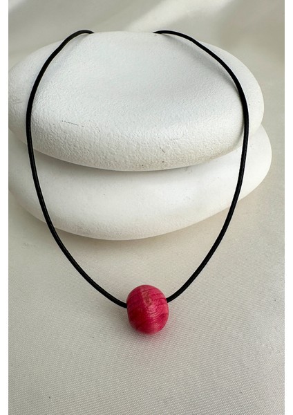 Yuvarlak Ahşap Boncuk Siyah Ip Kolye (40CM) fiyatları