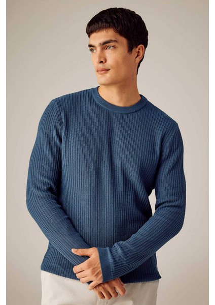 Standart Fit Normal Kesim Bisiklet Yaka Basic Düz Triko Kazak B9707AX24SP