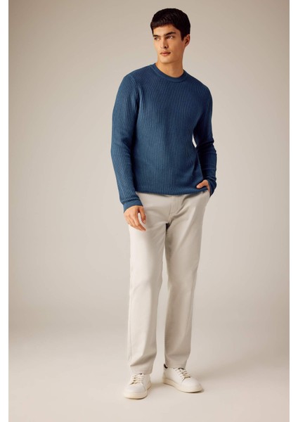 Standart Fit Normal Kesim Bisiklet Yaka Basic Düz Triko Kazak B9707AX24SP