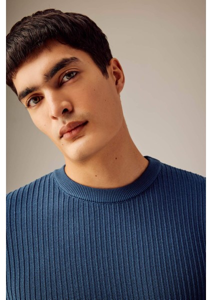 Standart Fit Normal Kesim Bisiklet Yaka Basic Düz Triko Kazak B9707AX24SP