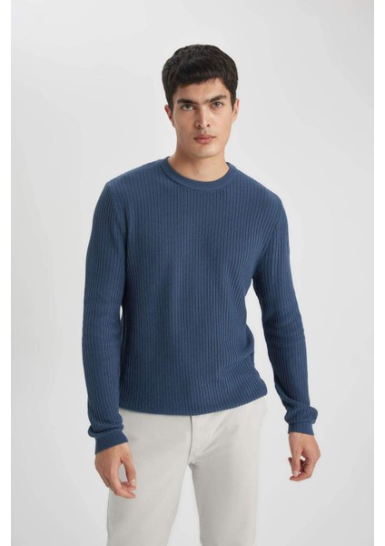 Standart Fit Normal Kesim Bisiklet Yaka Basic Düz Triko Kazak B9707AX24SP