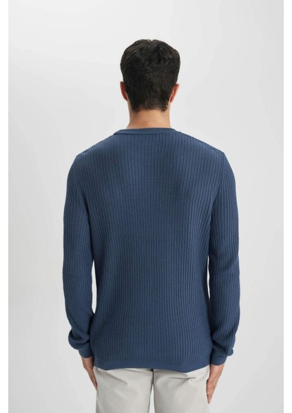 Standart Fit Normal Kesim Bisiklet Yaka Basic Düz Triko Kazak B9707AX24SP