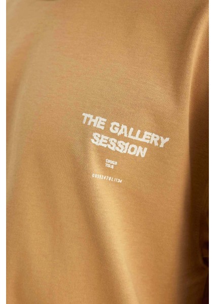 Loose Fit Bisiklet Yaka Sırt Baskılı Kısa Kollu Tişört C0710AX24SP