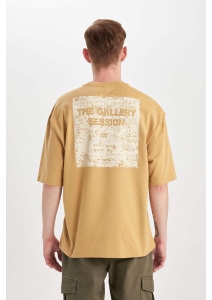 Loose Fit Bisiklet Yaka Sırt Baskılı Kısa Kollu Tişört C0710AX24SP