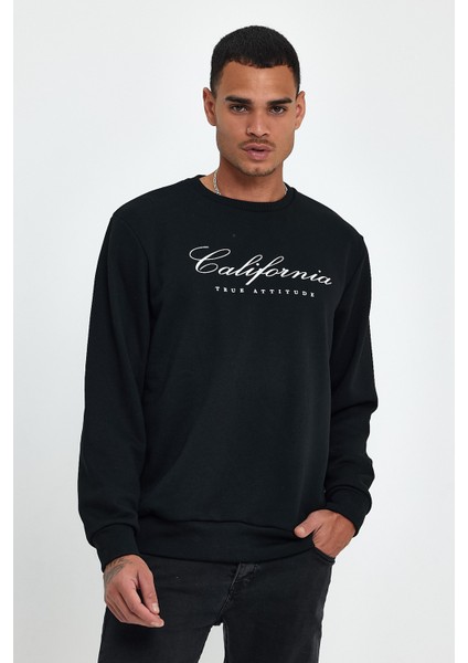 Süperlife Erkek Bisiklet Yaka Rahat Kalıp 3 Iplik Kalın Californıa Baskılı Swetashırt SPR24SW28 fırsatları