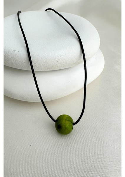 Yuvarlak Ahşap Boncuk Siyah Ip Kolye (40CM) fiyatları